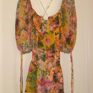 For Love and Lemons Floral Ruffle Mini Dress